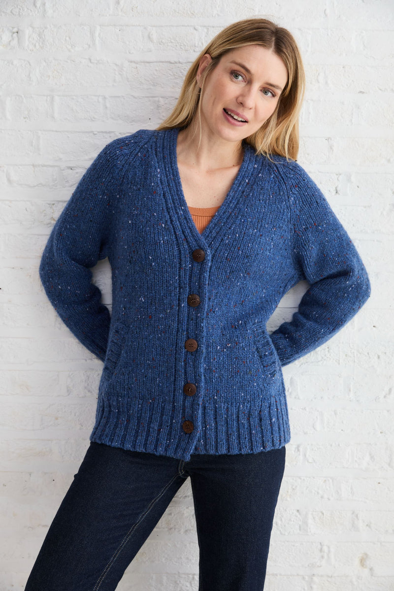 Bonny Glen Ladies Tweed Cardigan - Denim