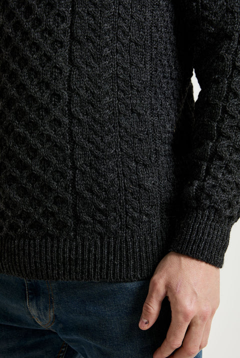 Inishbofin  Mens Traditional Aran Sweater - Charcoal