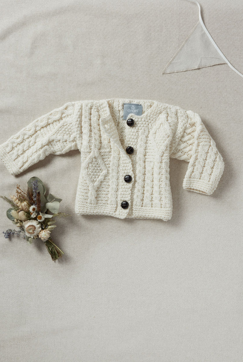 Finn Aran Baby Merino Cardigan Cream