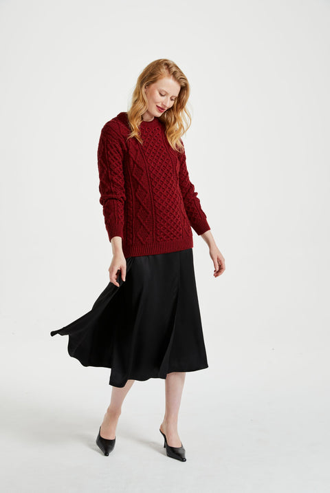 Éireann Ladies Traditional Aran Supersoft Sweater - Rua Red