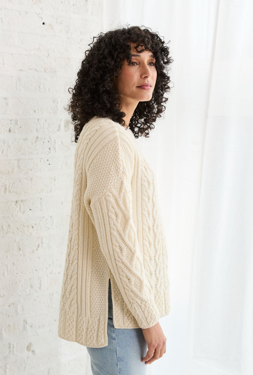 Tully Box Aran Sweater - Cream | Aran Woollen Mills