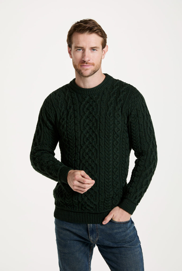 Inishturk Mens Aran Sweater - Emerald Green