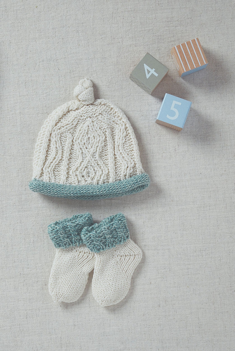 Beag Baby Aran Wool Hat Cream Seafoam Aran Woollen Mills