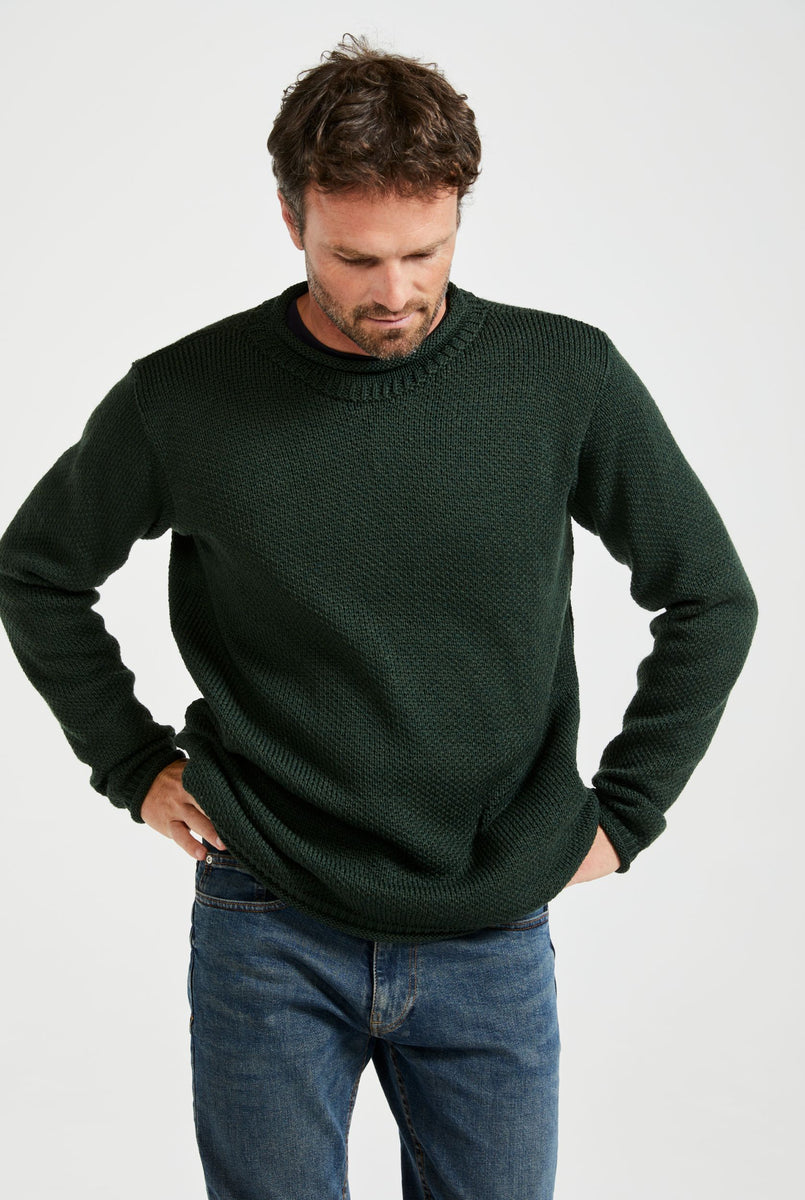 Moycullen Rollkragenpullover für Herren aus Merinowolle Grün