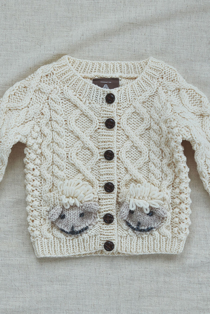 Shepley Baby Aran Wool Cardigan Cream - Main Image