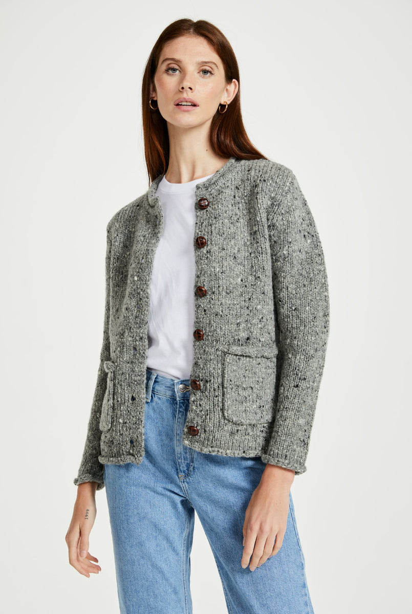 Avondale Ladies Tweed Cardigan Light Grey