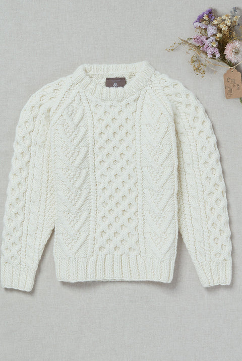 Kilronan Óg Children's Honeycomb Sweater - Cream