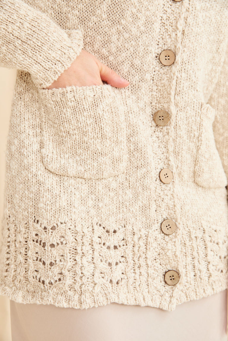 Eriu Cotton-Linen Long Line Cardigan - Cream