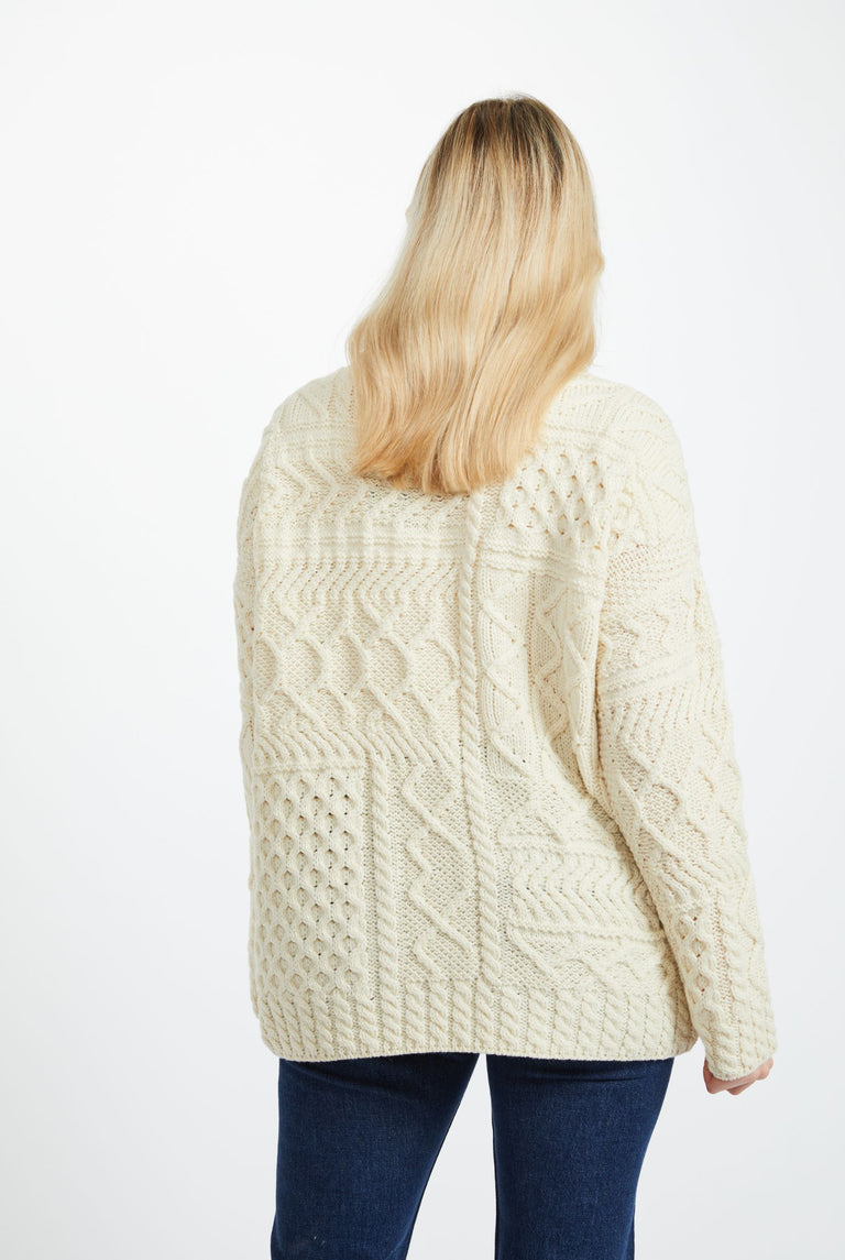 Skellig Ladies Oversized Aran Sweater - Cream