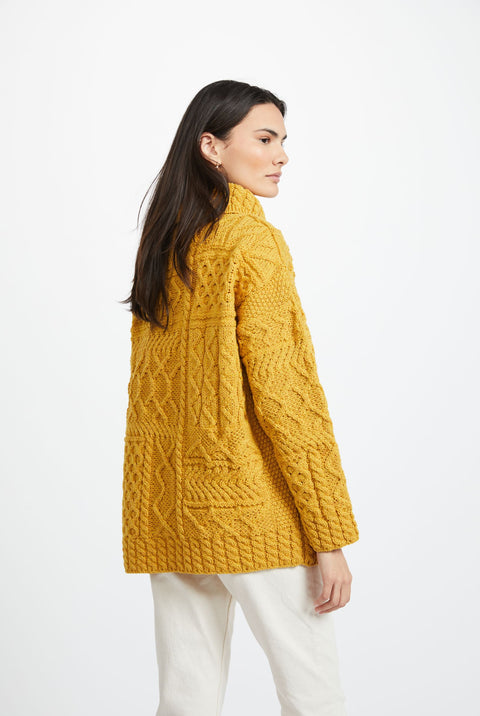 Skellig Ladies Oversized Aran Sweater - Yellow