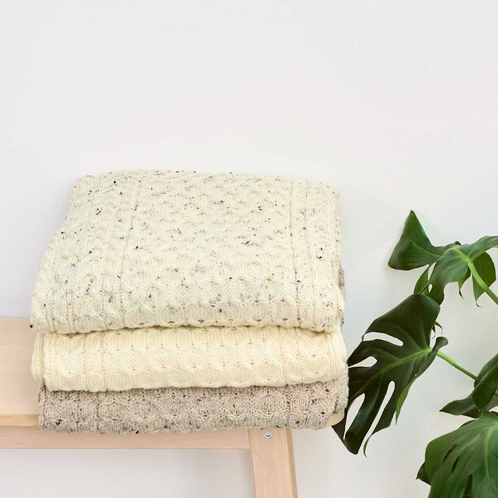 Bertra Aran Classic Wool Blanket - Cream main image 0