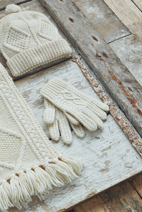 Killeany Aran Handknit Merino Gloves - Cream