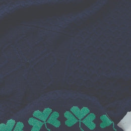 Shamrock Heritage Merino Aran Throw - Navy