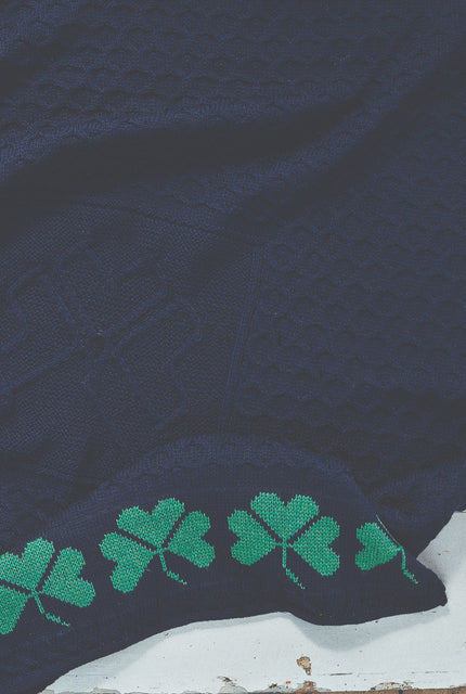 Shamrock Heritage Merino Aran Überwurf – Marineblau