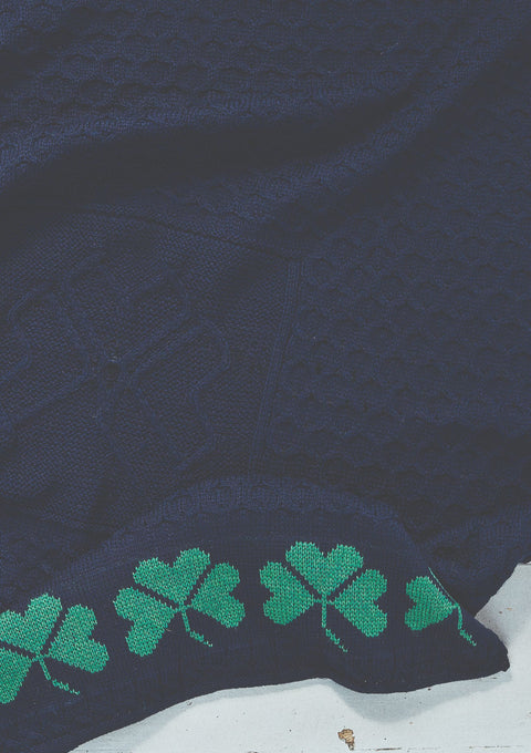 Shamrock Heritage Merino Aran Throw - Navy
