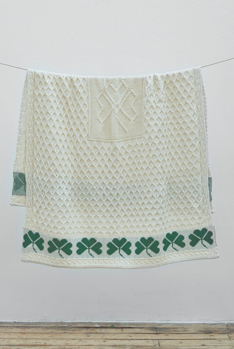 Shamrock Heritage Aran Throw - Cream