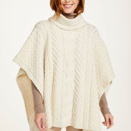 Torc Ladies Aran Poncho - Crème