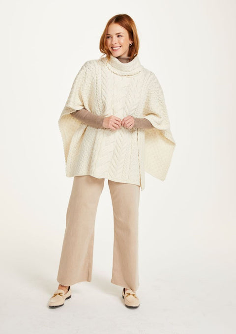 Torc Ladies Aran Poncho - Cream