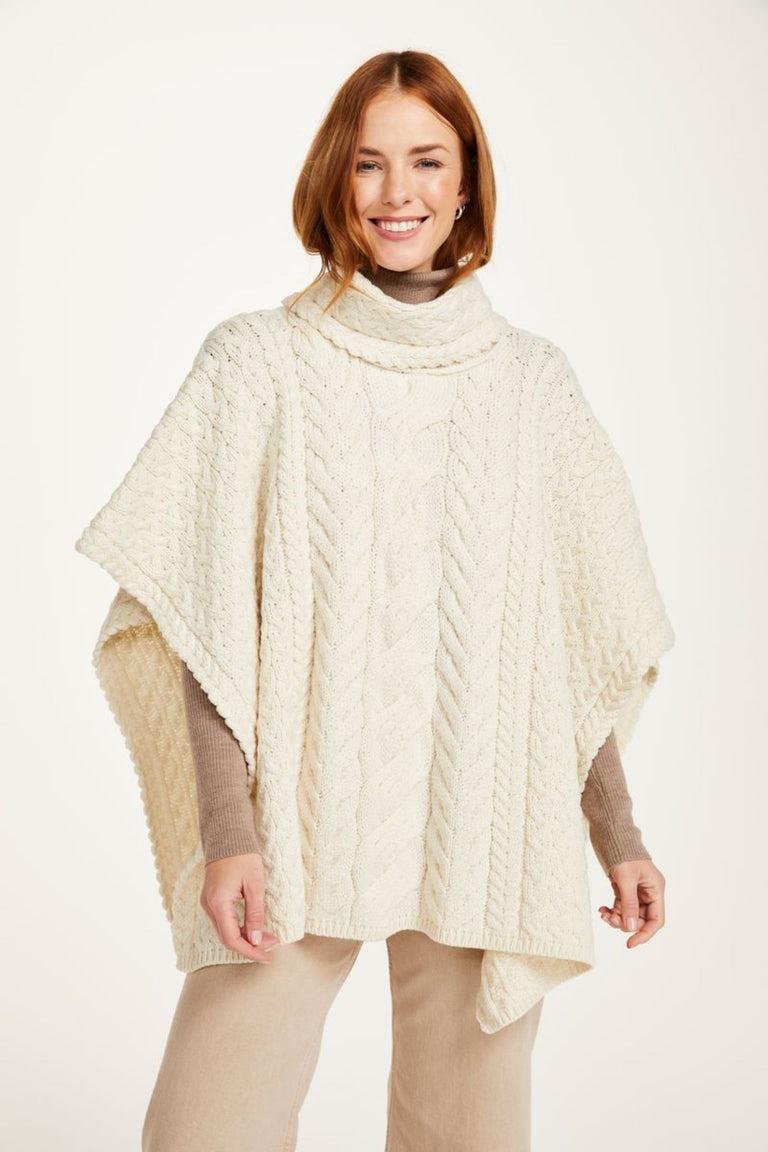 Torc Ladies Aran Poncho - Cream