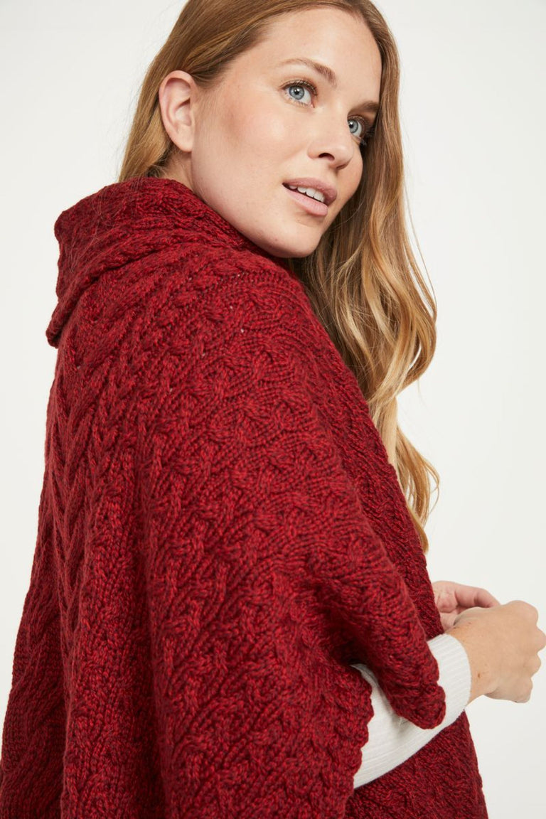 Torc Damen Aran Poncho – Rua Red