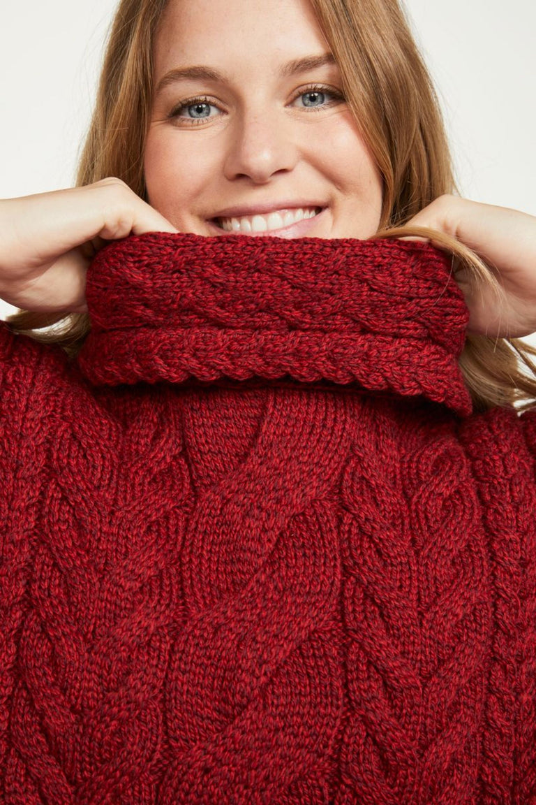 Torc Damen Aran Poncho – Rua Red
