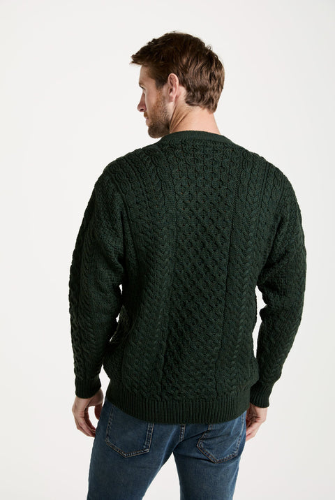 Cardigan Aran pour homme de Clare Island - Vert