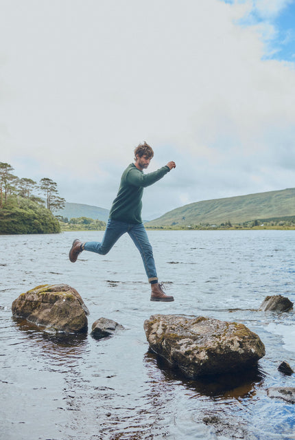 Moycullen Roll Neck Mens Merino Sweater - Green