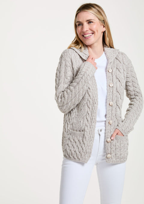 Cardigan Belcarra Ladies Aran - Avoine