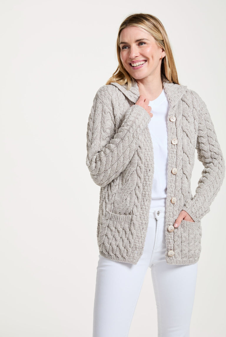 Cardigan Belcarra Ladies Aran - Avoine