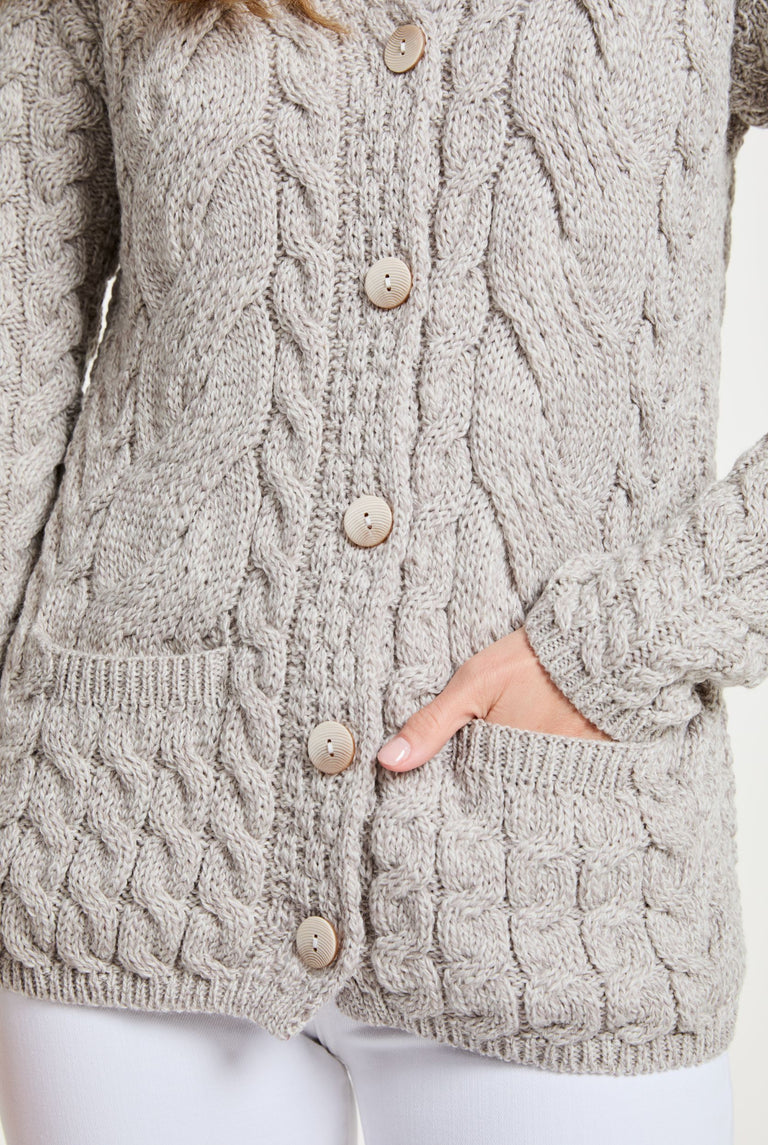 Cardigan Belcarra Ladies Aran - Avoine