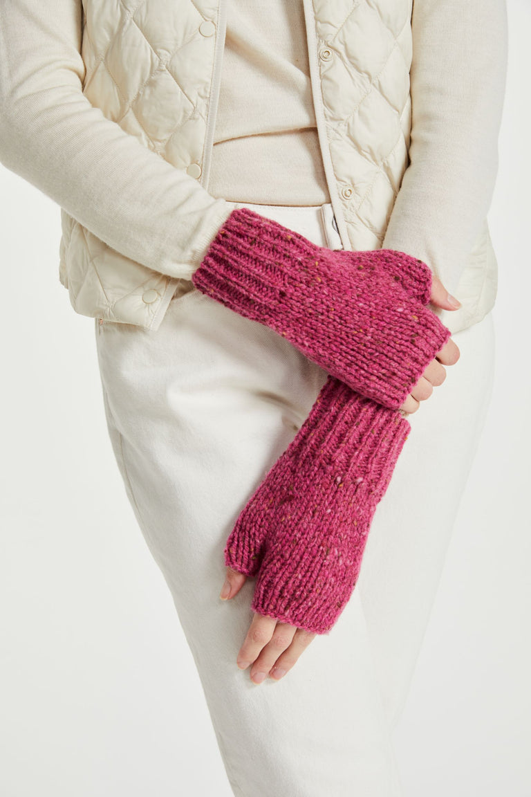 Mitaines sans doigts à nervures Glenfarne - Rose