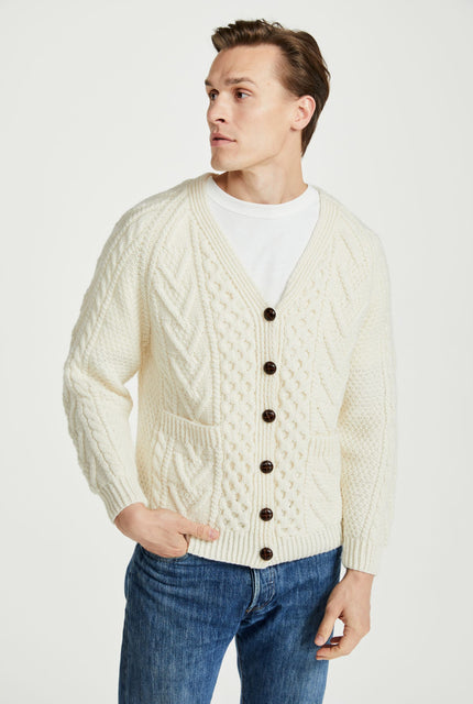 Mens cardigan, wool cardigan, Ireland, buttoned cardigan,aran, Irish sweater, Merino wool cardigan,jumper,cream
