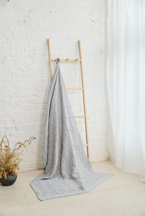 Rós Aran Box Supersoft Merino Throw - Grey