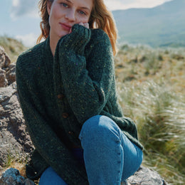 Bonny Glen Ladies Tweed Cardigan - Green