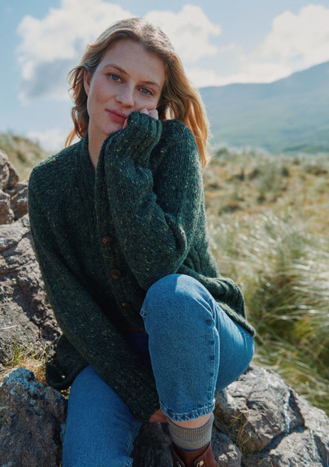 Cardigan en tweed pour femme Bonny Glen - Vert