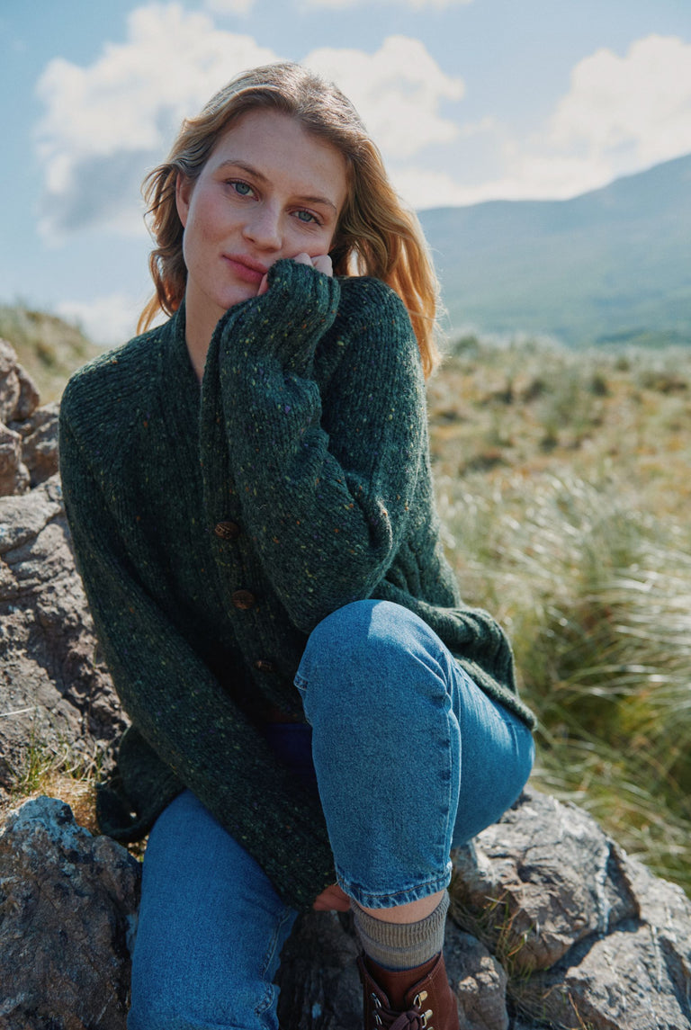 Bonny Glen Tweed-Cardigan für Damen - Grün