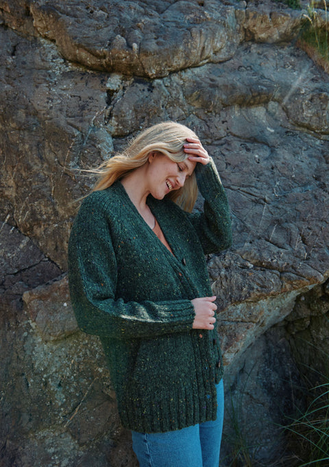 Bonny Glen Tweed-Cardigan für Damen - Grün