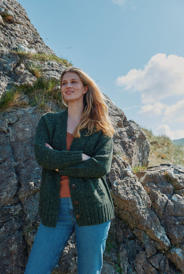 Cardigan en tweed pour femme Bonny Glen - Vert