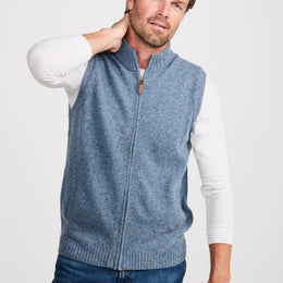 Rossport Mens Aran Nepped Gilet - Blue