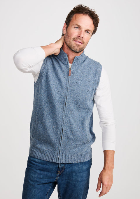 Rossport Herren Aran-Nepped-Weste – Blau 