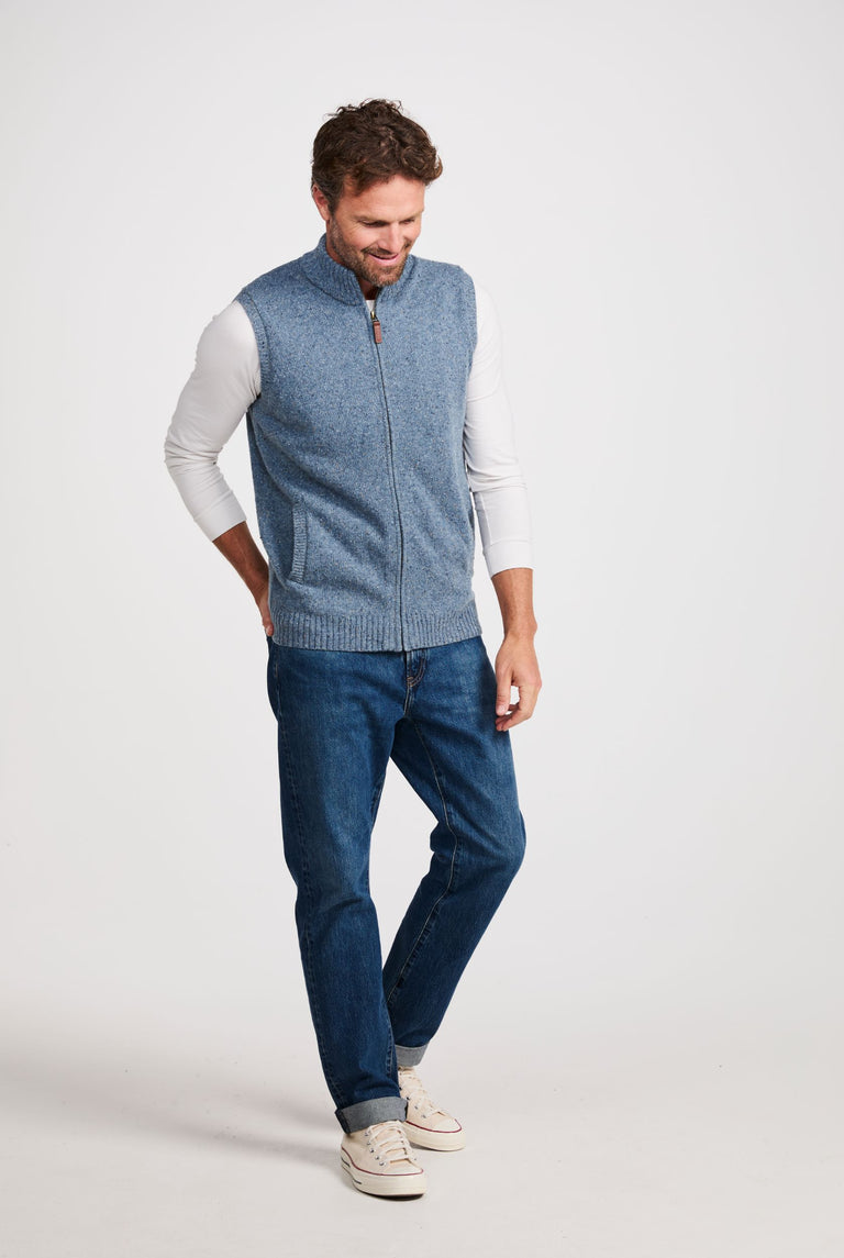 Rossport Herren Aran-Nepped-Weste – Blau 