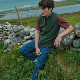 Rossport Herren Aran-Nepped-Weste – Grün 