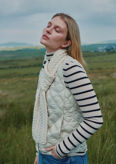 Ballina Aran Buttoned Loop Scarf - Cream
