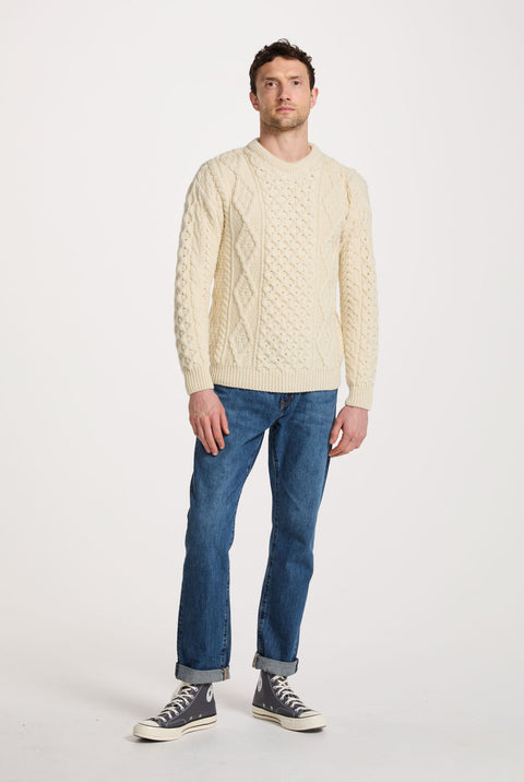 Moher Traditional Aran Sweater - Cream