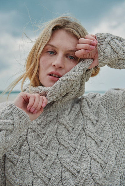 Kinsale Ladies Cable Aran Sweater - Oat
