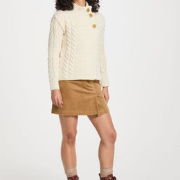 Cardigan torsadé Aran pour femme Louisburgh - Crème