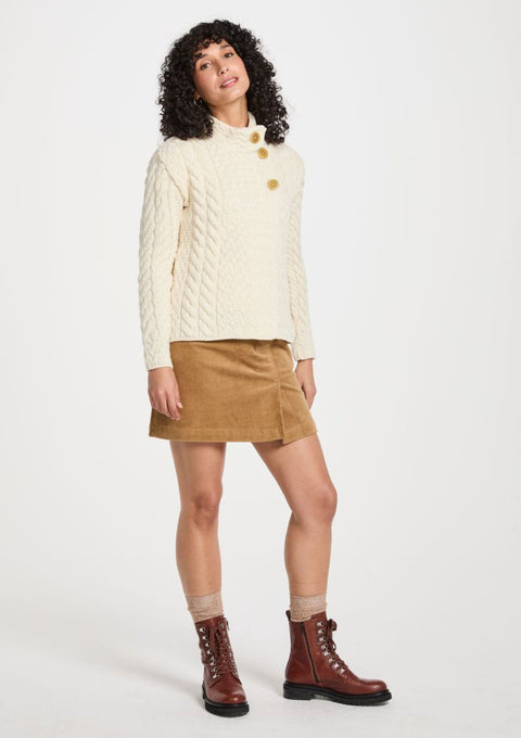 Louisburgh Damen Strickjacke mit Zopfmuster und Aran-Muster - Creme