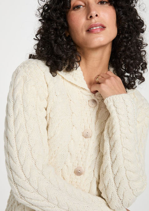 Belcarra Ladies Aran Cardigan - Crème