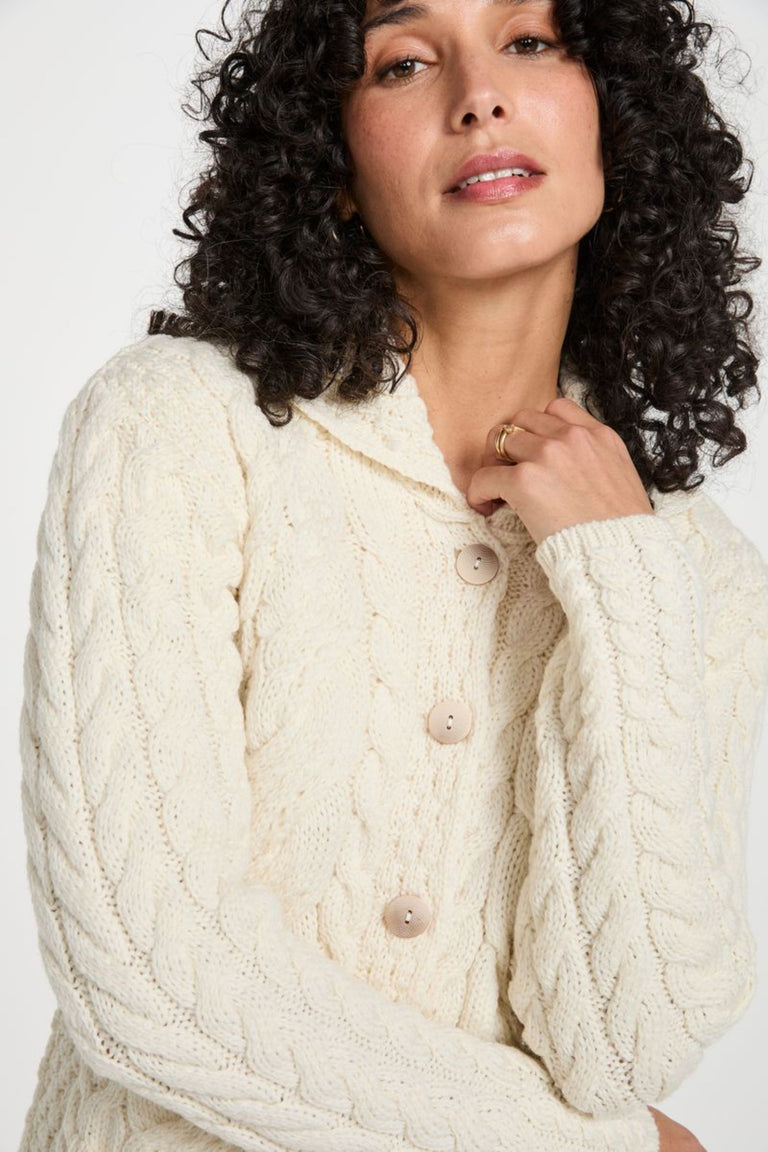 Belcarra Ladies Aran Cardigan - Cream