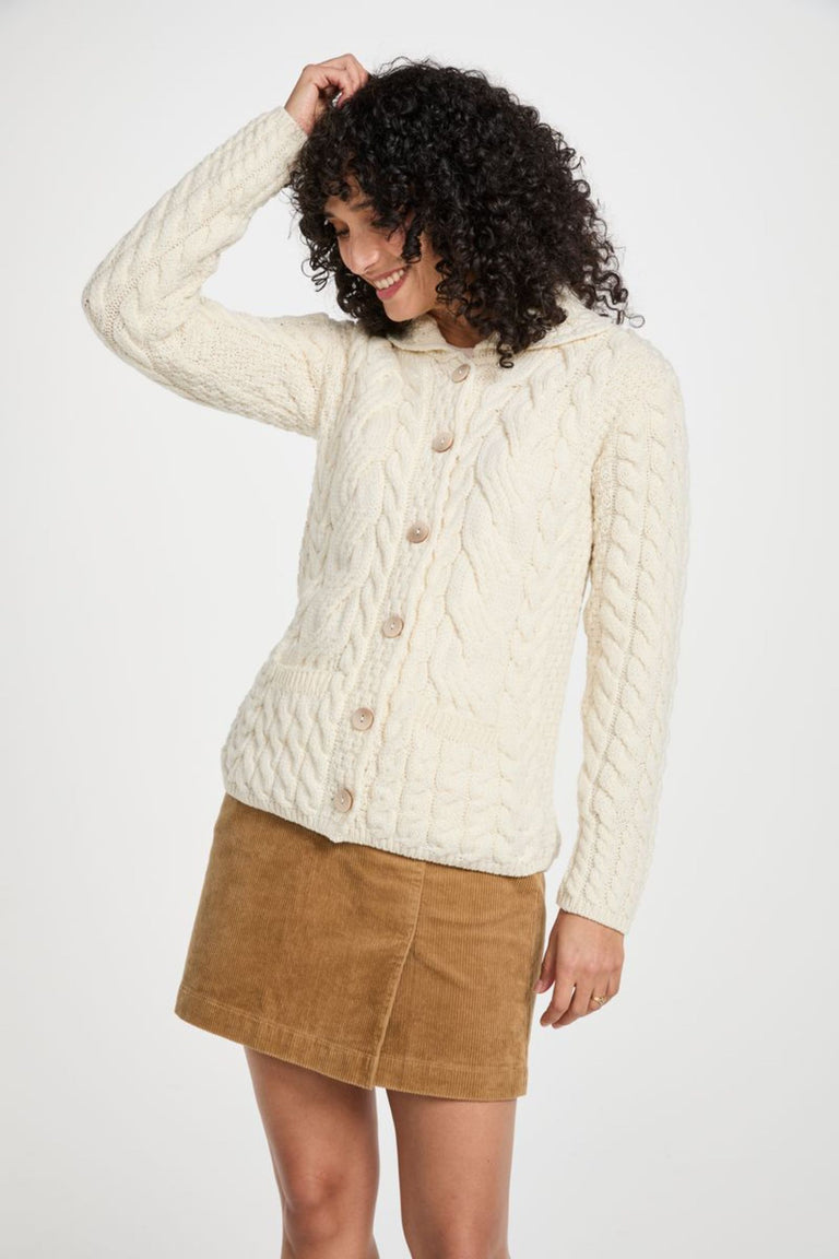 Belcarra Ladies Aran Cardigan - Cream